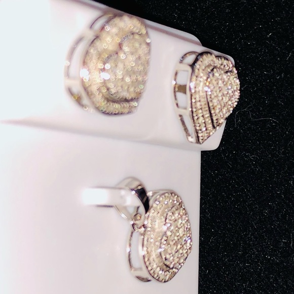 .40ct REAL diamond heart pendant earring set SALE! - Picture 5 of 5